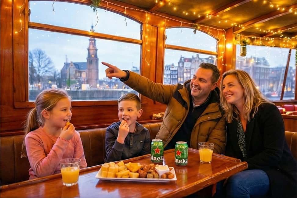 Amsterdam:1.5-Hour Canal Cruise local Guide, Drinks & Snacks - Onboard comfort on an open-air boat